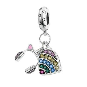 Sterling Silver 925 Sparkle Like a Unicorn Bracelet Charm Headphones Bag Gamer
